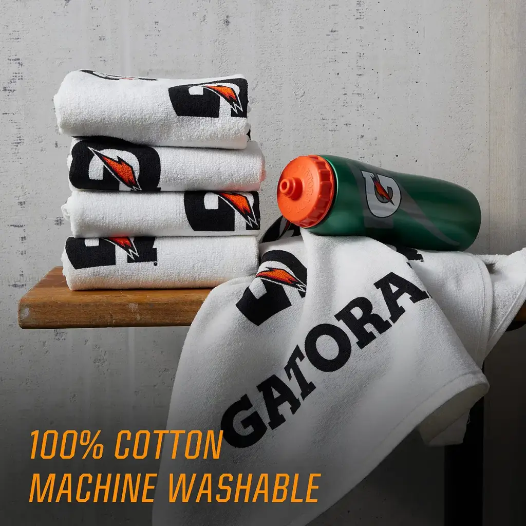 Gatorade Sideline Towel, White, 21" x 39", 100% Cotton, Machine Washable — Golf