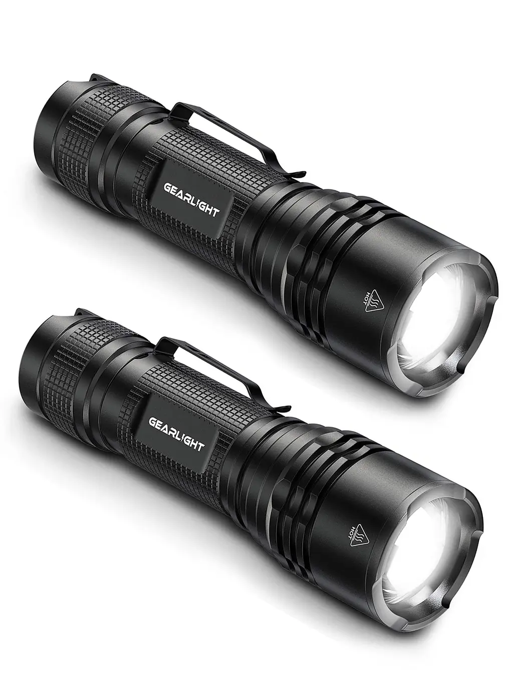 GearLight TAC LED Flashlight Pack - 2 Super Bright, Compact Tactical Flashlights with High Lumens for Outdoor Activity & Emergency Use - Gifts for Men & Women - Black