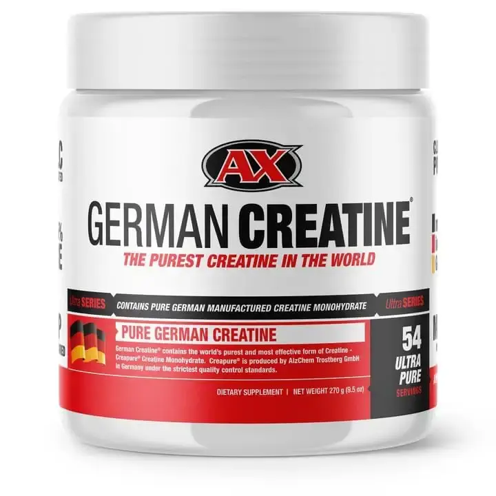German Creatine - Micronized Creatine Monohydrate Powder, 99.99% Pure Creapure for Muscle Growth, Strength & Performance, Supports Muscle Recovery, 3rd Party Tested, Unflavored - 270g (54 Servings) 9.52 Ounce (Pack of 1)