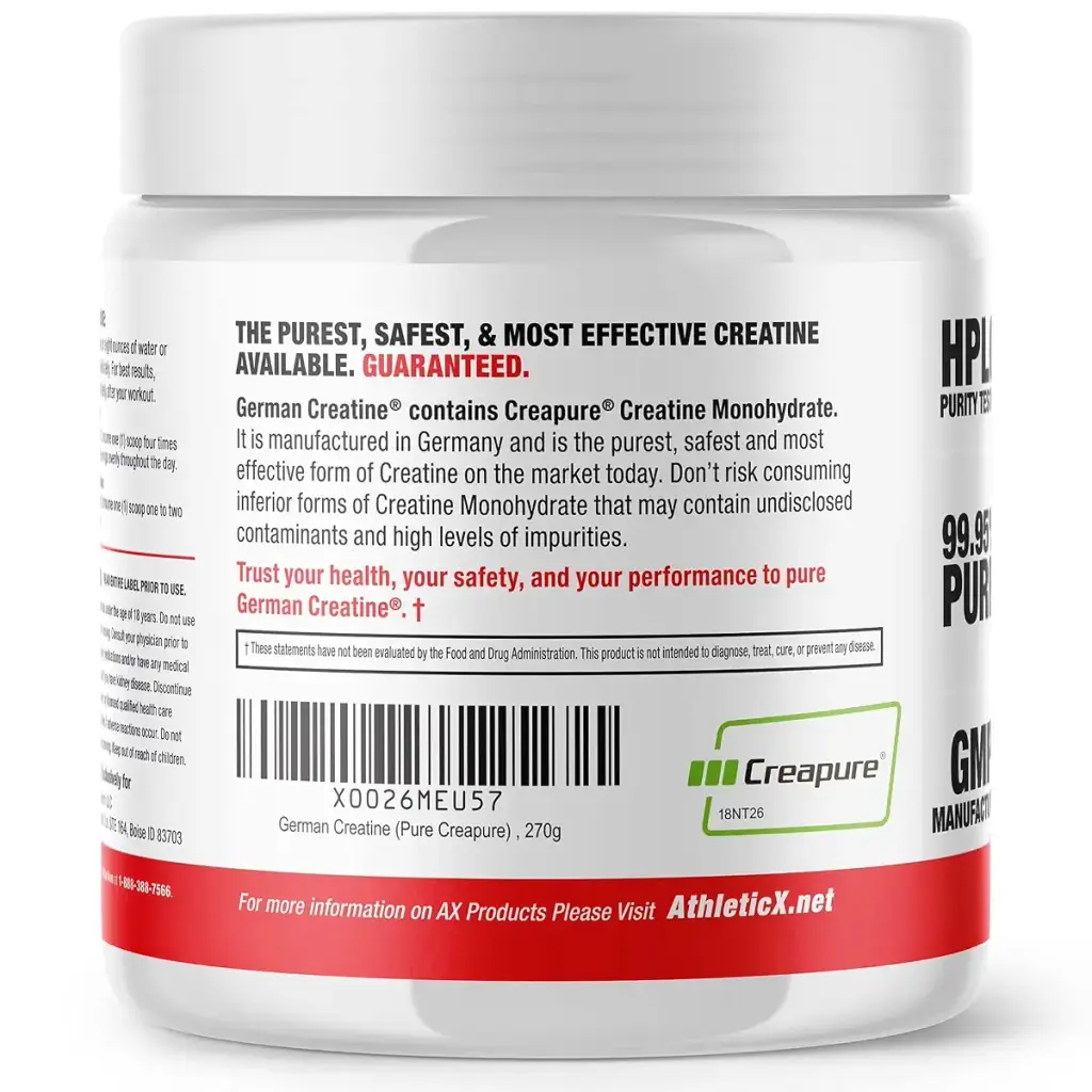 German Creatine - Micronized Creatine Monohydrate Powder, 99.99% Pure Creapure for Muscle — Sports Nutrition