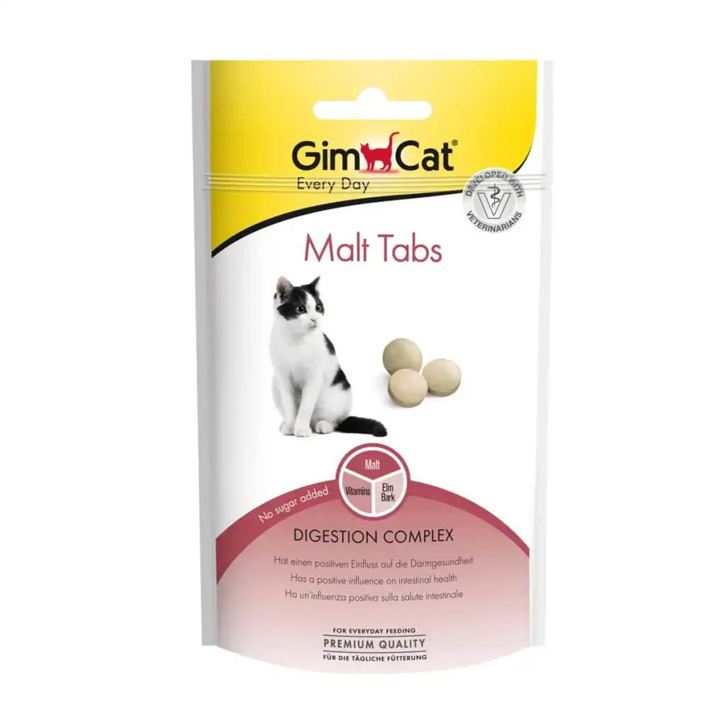 GimCat Malt Tabs - Functional cat snack with a positive influence on intestinal health - 1 bag (1 x 40 g)