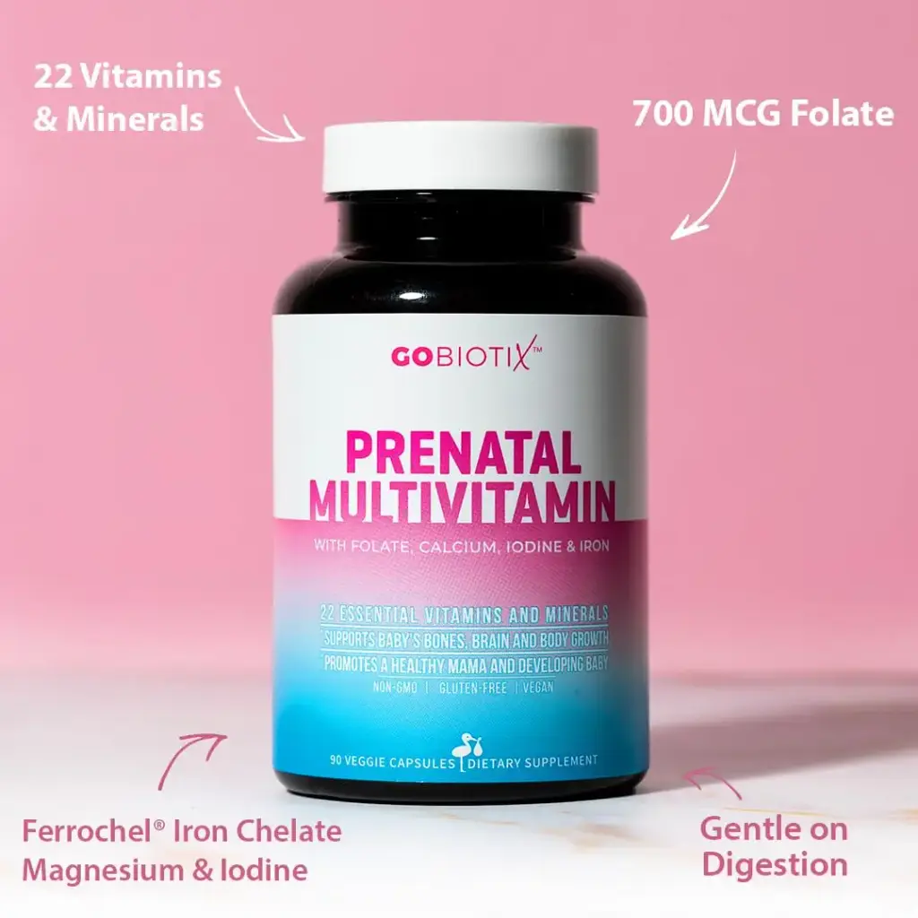 GOBIOTIX Prenatal Vitamins for Women - Multivitamins with Iron Calcium Vitamin D2 C Zinc — Capsules