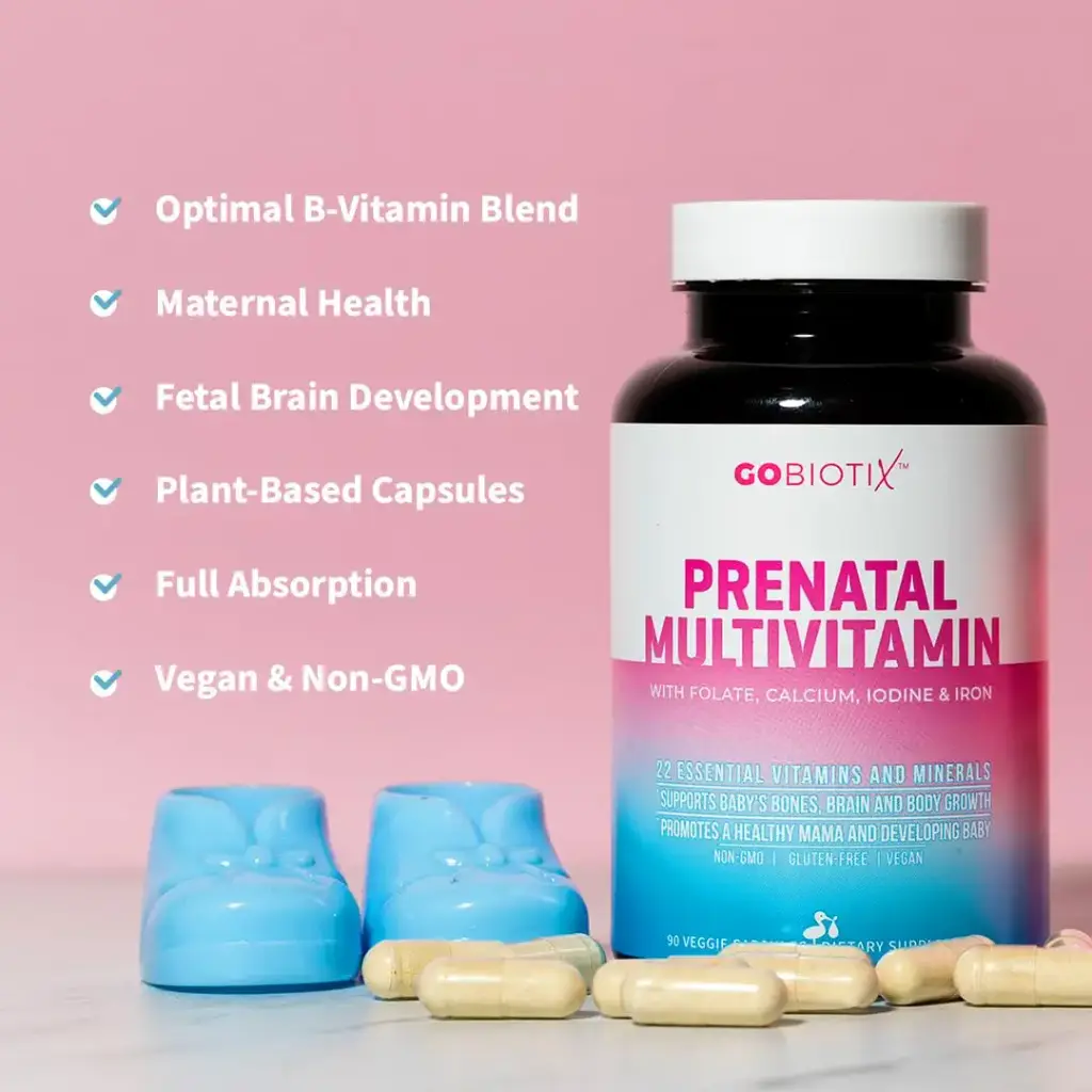 GOBIOTIX Prenatal Vitamins for Women - Multivitamins with Iron Calcium Vitamin D2 C Zinc — pack of 90