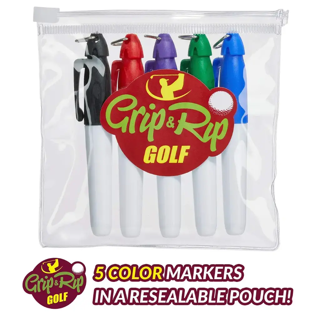 Golf Ball Marker Set - 2 Triple Track Golf Line Marker Stencils - 5 Unique Colored Golf — SPIN IT GRIPPING SOLUTION