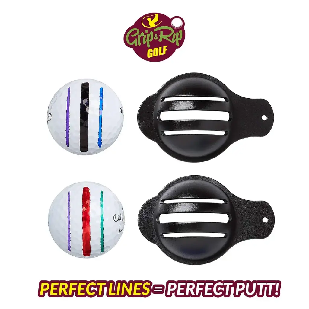 Golf Ball Marker Set - 2 Triple Track Golf Line Marker Stencils - 5 Unique Colored Golf — Golf
