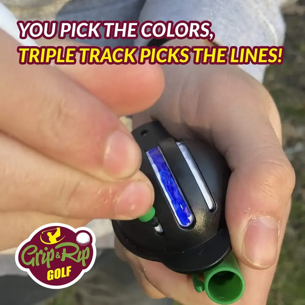 Golf Ball Marker Set - 2 Triple Track Golf Line Marker Stencils - 5 Unique Colored Golf — SPIN IT GRIPPING SOLUTION
