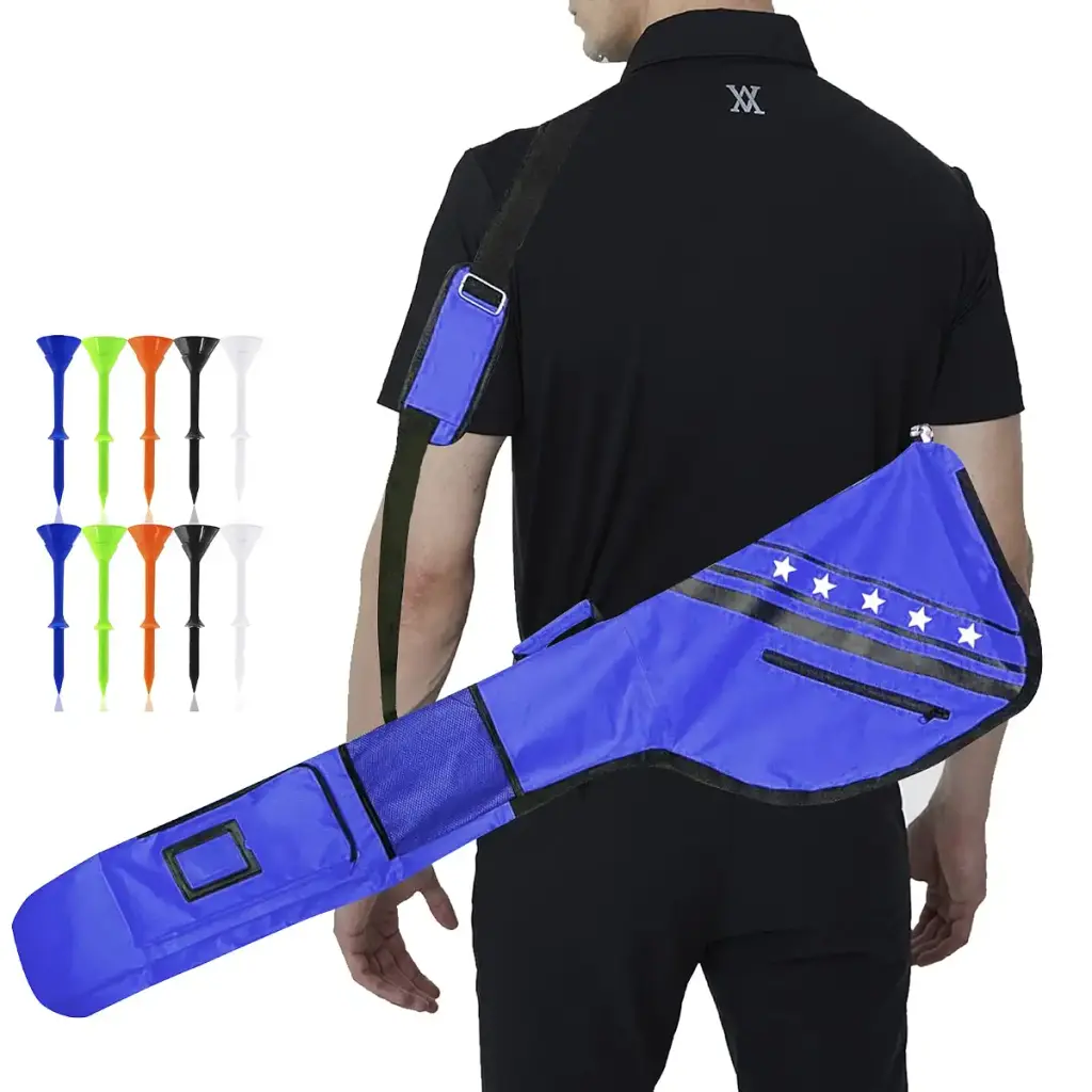 Golf Club Carry Bags Sunday Bag Thick Waterproof Lightweight Foldable with Free Plastic Tees Durable Clubs Travel Carrier Case Driving Range Practice Training Gift for Men Women Golfer Blue