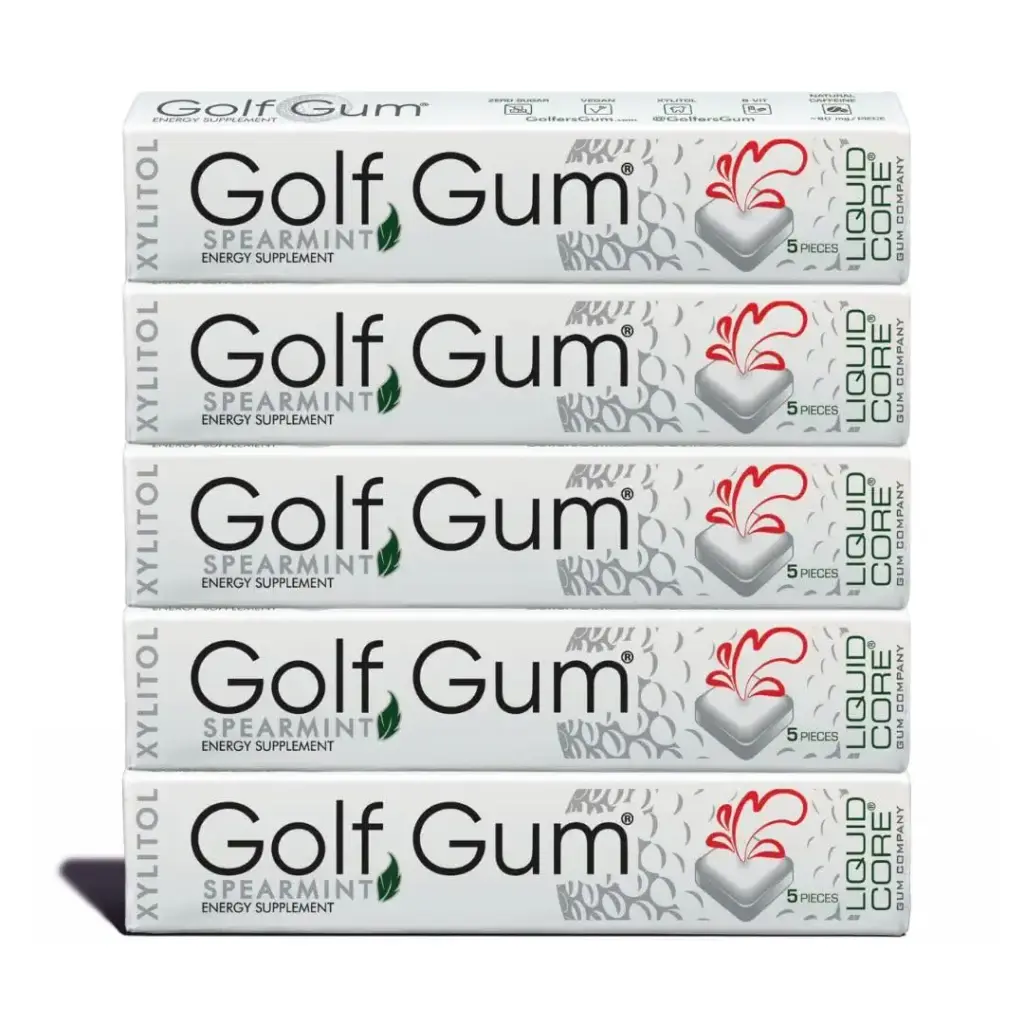 Golf Gum by Liquid Core 80mg of Natural Caffeine - Energy for Golfers - Sugar-Free Aspartame-Free Caffeine Gum - Enhanced