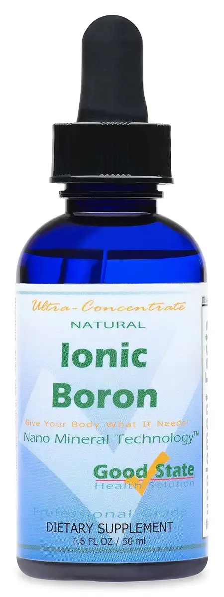 Good State | Ionic Boron | Natural | Liquid Concentrate | Nano Sized Mineral Technology | Professional Grade | 10 Drops Equals 1 mg | 1.6 Fl oz Bottle