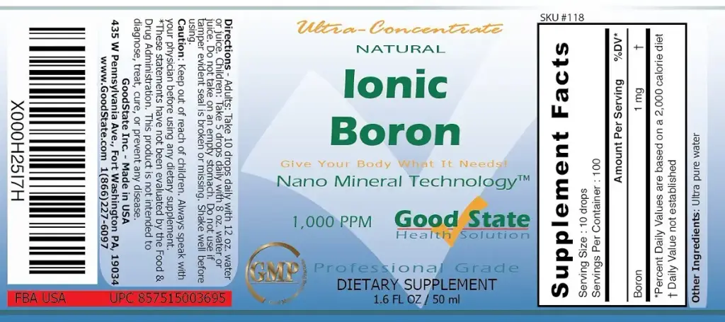 Good State | Ionic Boron | Natural | Liquid Concentrate | Nano Sized Mineral Technology — Good State
