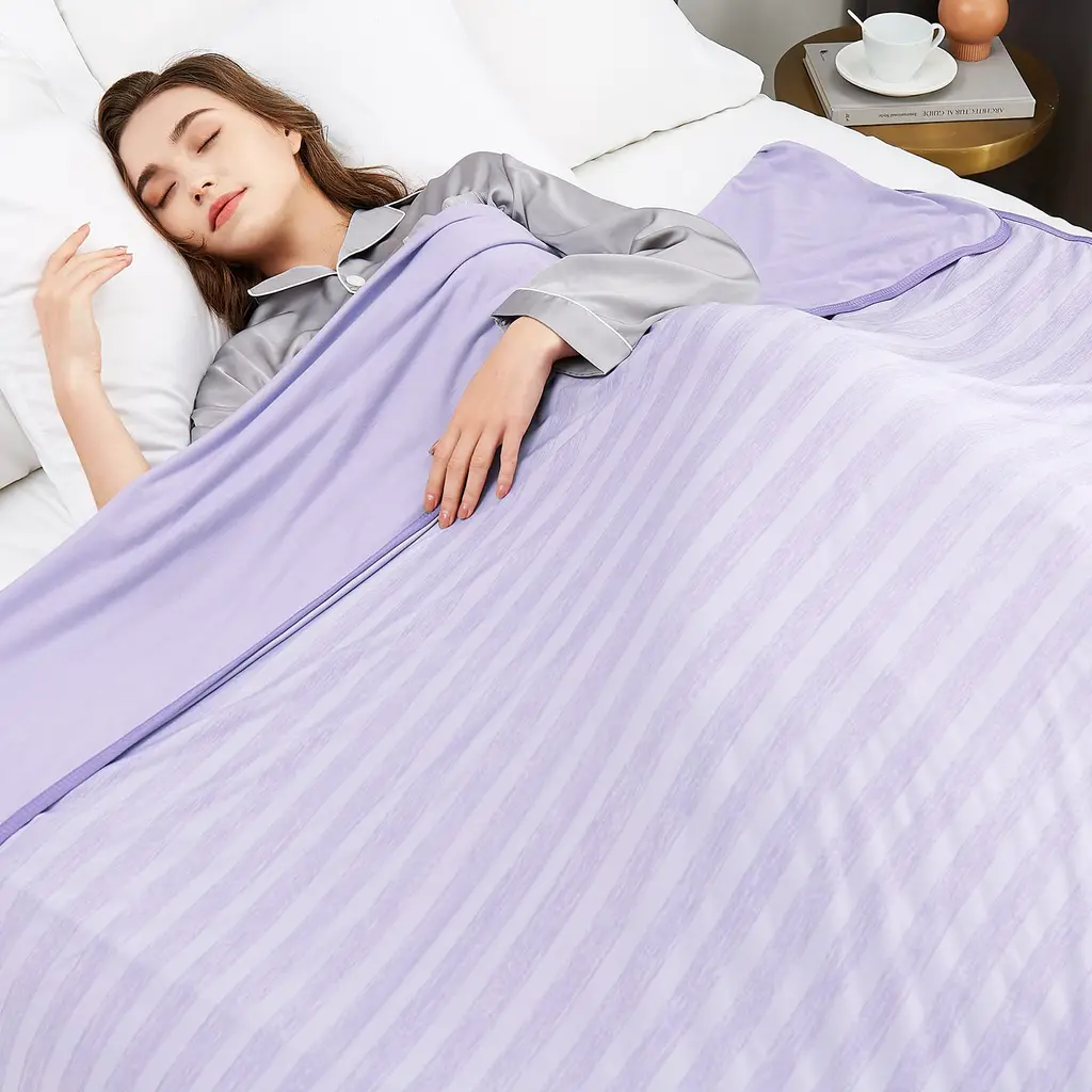 Guohaoi Cooling Blankets for Hot Sleepers Arc-Chill Q-Max 0.5 Cool Fiber 100% Oeko-Tex Certified Twin Full Size Lightweight Summer Cool Blanket for Travel/Outdoor Ultra Cold Breathable 60''x90'' Purple 60" 90"