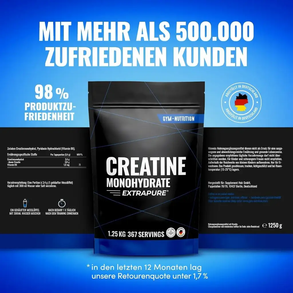 Gym Nutrition Creatine Monohydrate Powder 125 kg 1250 g ultrapure creatine monohydrate — Powder