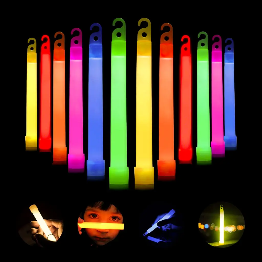 HAKDAY 12PCS Ultra Bright Glow Sticks Bulk, Emergency Glow Sticks 6 Inch Lightsticks Light Up Neon Sticks with 12 Hour Duration for Hiking Party Camping Blackouts Hurricane Survival Kit
