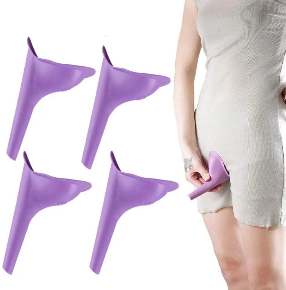 HAKDAY Urinal for Women, 4PCS Female Urinal Pee Funnel Portable Urination Device for Camping Travel Hiking Gear for Woman 4 Purple