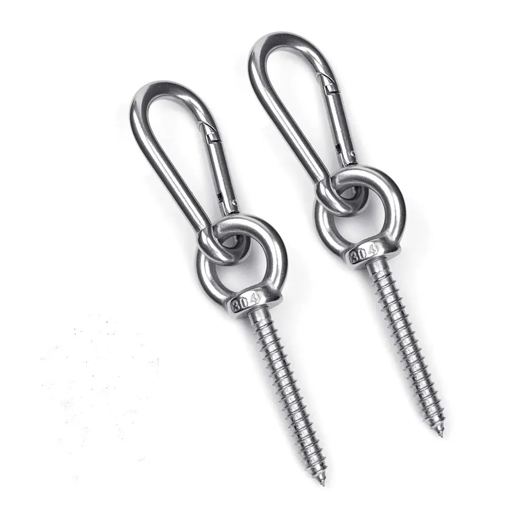 Hammock Hanging Kit, Load Capacity 1400 lb, Stainless Steel Hammock Hook Carabiner Set for Yoga Hammock Swing Chair Indoor Outdoor Relaxation