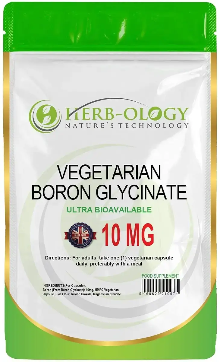 HB Boron Supplement | 360 Vegan Chelated Boron Capsules - 10mg Bioavailable Boron Glycinate per Serving | Non-GMO Gluten & Allergen Free | Manufactured in The UK 360 count (Pack of 1)