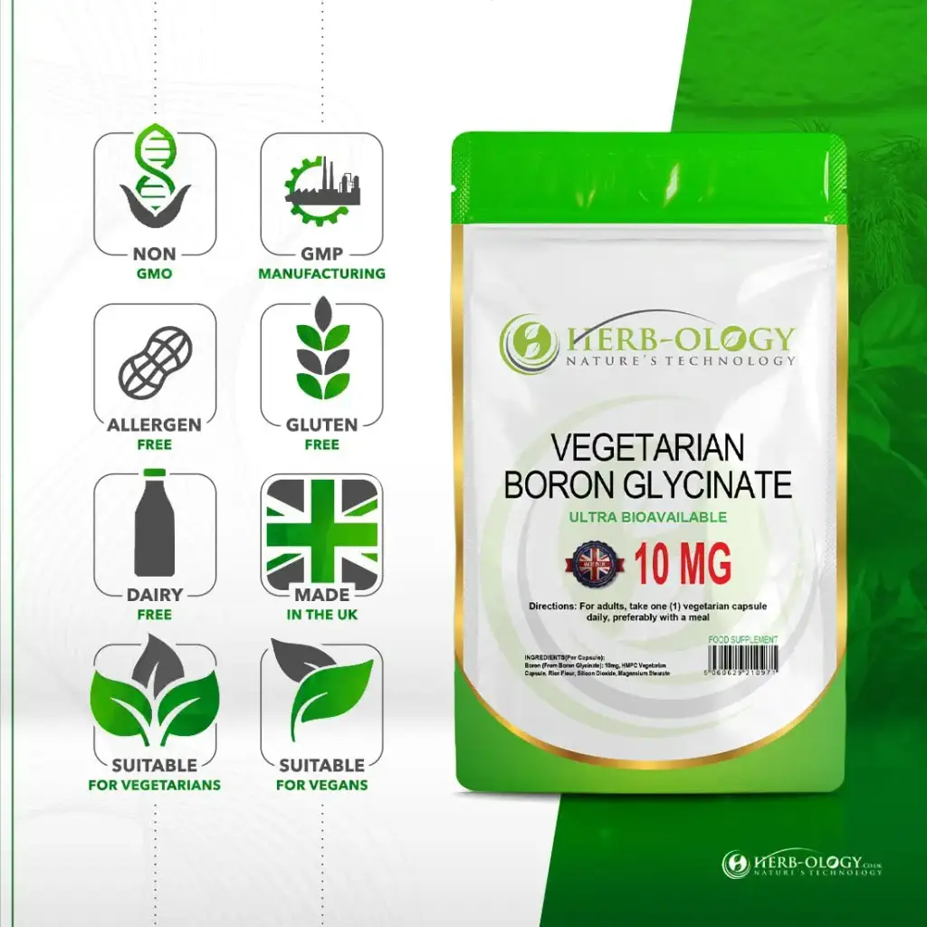 HB Boron Supplement | 360 Vegan Chelated Boron Capsules - 10mg Bioavailable Boron — 10 mg