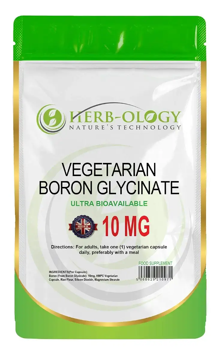 HB Boron Supplement | 90 Vegan High Strength Boron Capsules - 10mg per Serving | Non-GMO Gluten Dairy & Allergen Free | Manufactured in The UK 90 Count (Pack of 1)