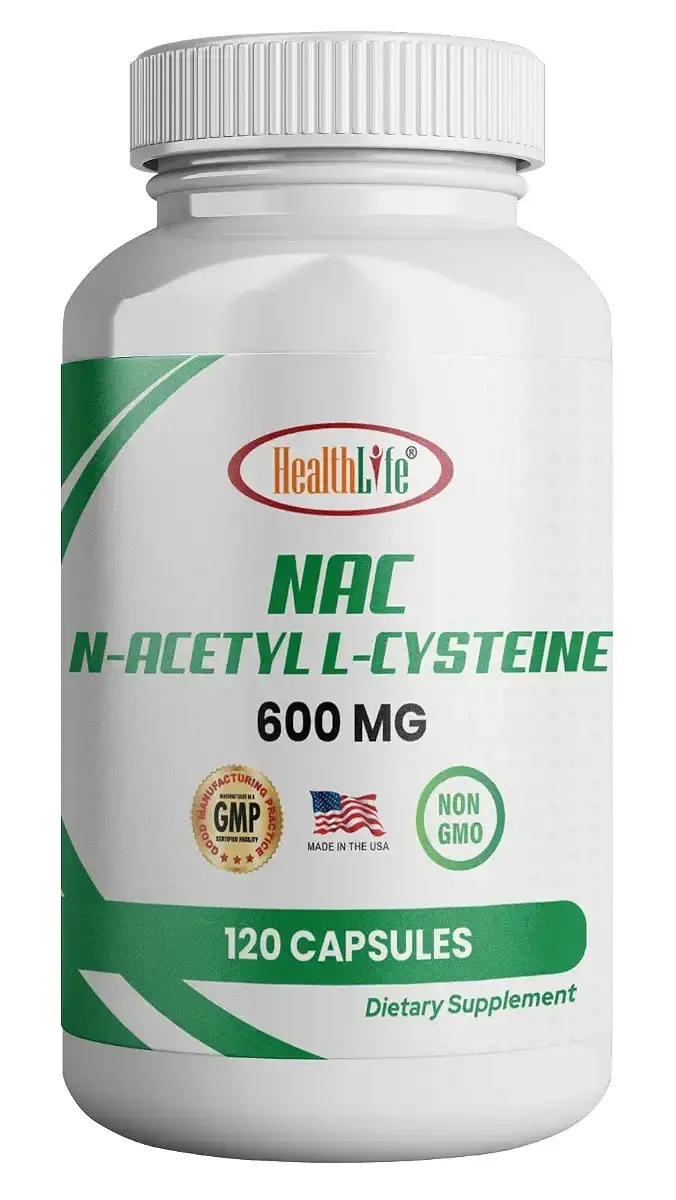 HealthLife N-Acetyl L-Cysteine (NAC) 600mg 120 Capsules - Non-GMO Gluten Free 120 Servings