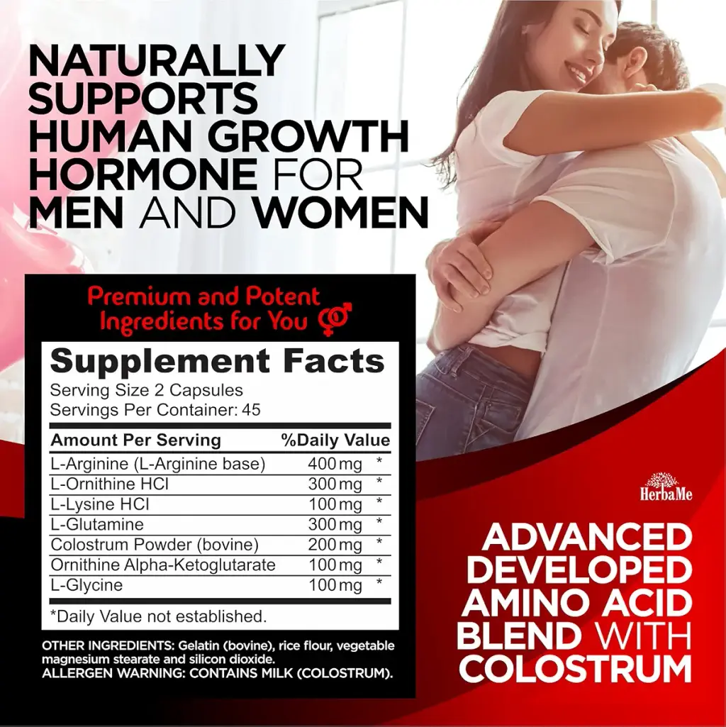 HerbaMe HGH Supplements for Men and Women, 90 Capsules - Naturally Supports Human Growth — pack of 90