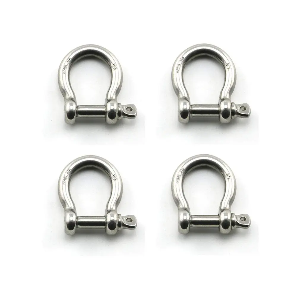 Heyous 4pcs 1/4 Inch 6mm Screw Pin Anchor Shackle Stainless Steel Heavy Duty Bow Shape Load Clamp for Chains Wirerope Lifting Paracord Outdoor Camping Survival Rope Bracelets
