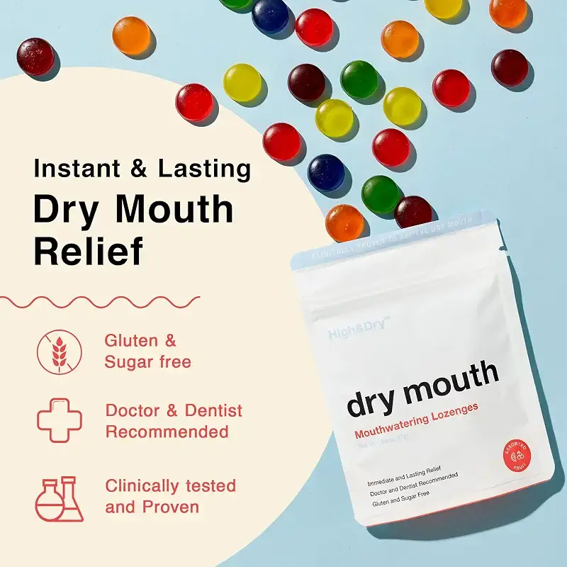 High&Dry - Dry Mouth Lozenges, Helps Stimulate Salivary Flow, Targets Dry Mouth Issues — 47 g