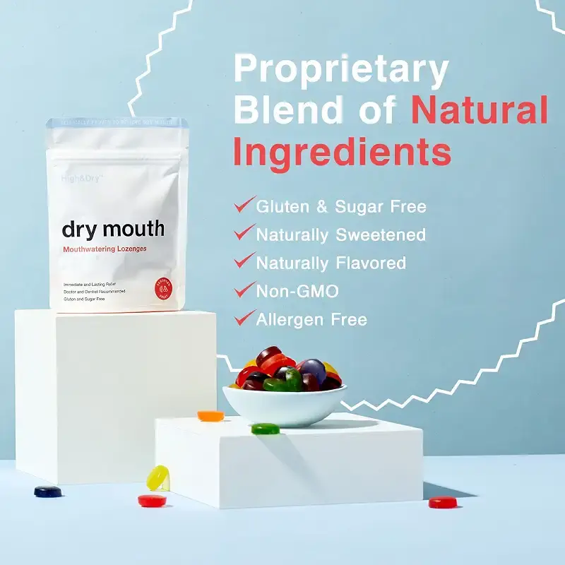 High&Dry - Dry Mouth Lozenges, Helps Stimulate Salivary Flow, Targets Dry Mouth Issues — 47 g