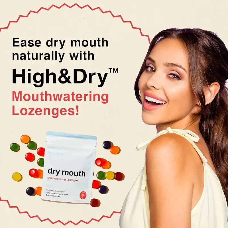 High&Dry - Dry Mouth Lozenges, Helps Stimulate Salivary Flow, Targets Dry Mouth Issues — Oral Care