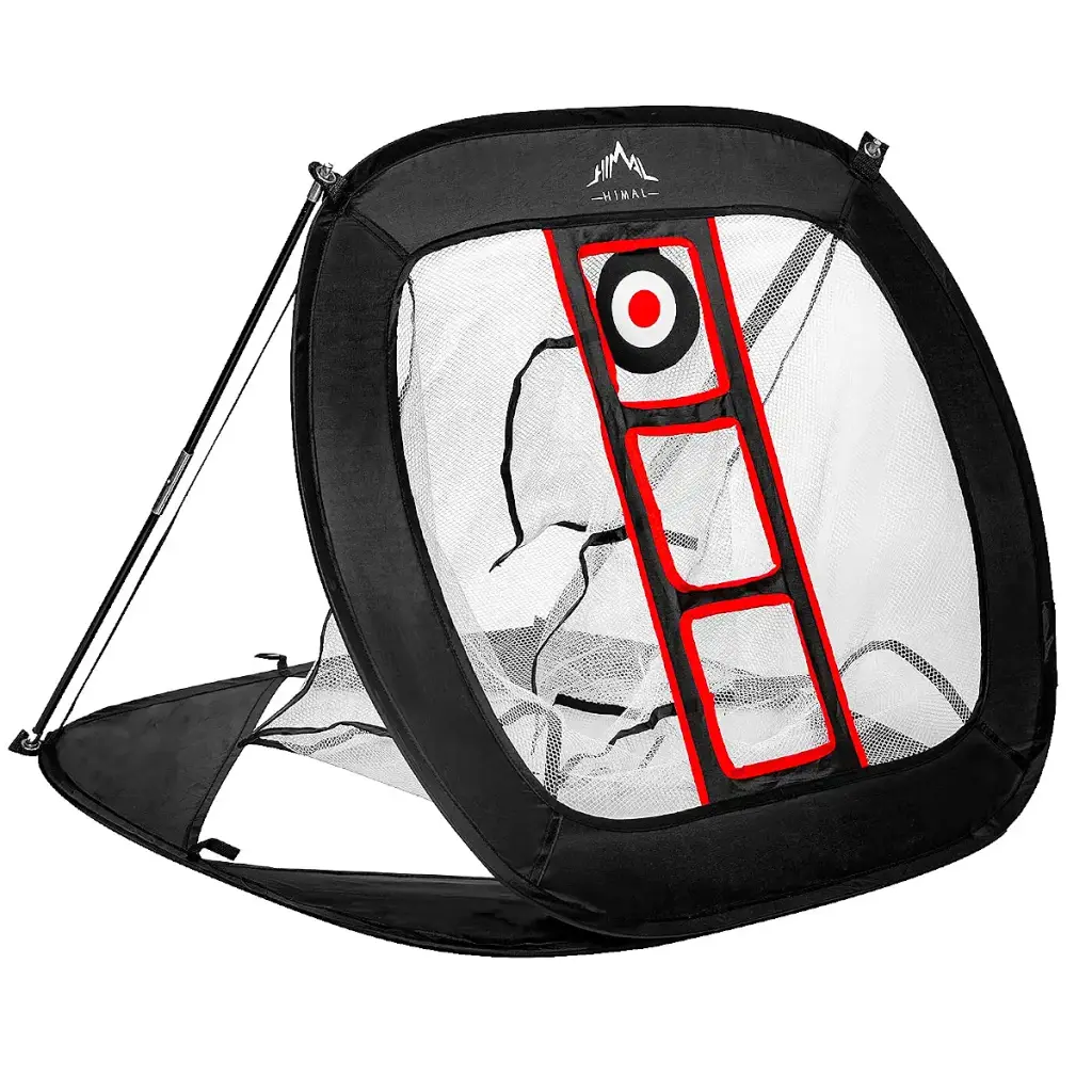 Himal Pop Up Golf Chipping Net Indoor Outdoor Collapsible Golf Accessories Golfing Target Net - for Accuracy and Swing Practice Black-Red
