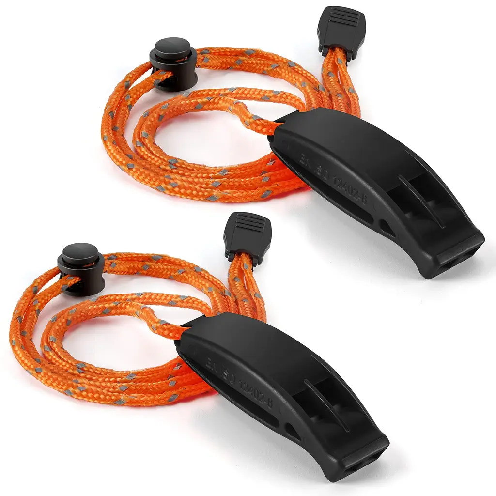 Hipat Emergency Whistle, Super Loud Safety Whistle with Lanyard, Ideal for Kayaking, Boating, Swimming, Water Survival, Hiking, Camping, Climbing Black