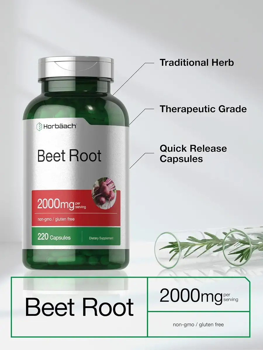 Horb ach Beet Root Powder Capsules | 220 Pills | Herbal Extract | Non-GMO Gluten Free — Capsules