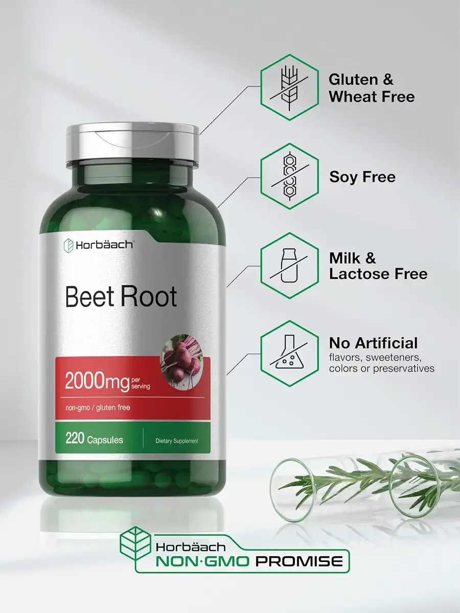 Horb ach Beet Root Powder Capsules | 220 Pills | Herbal Extract | Non-GMO Gluten Free — Vitamins