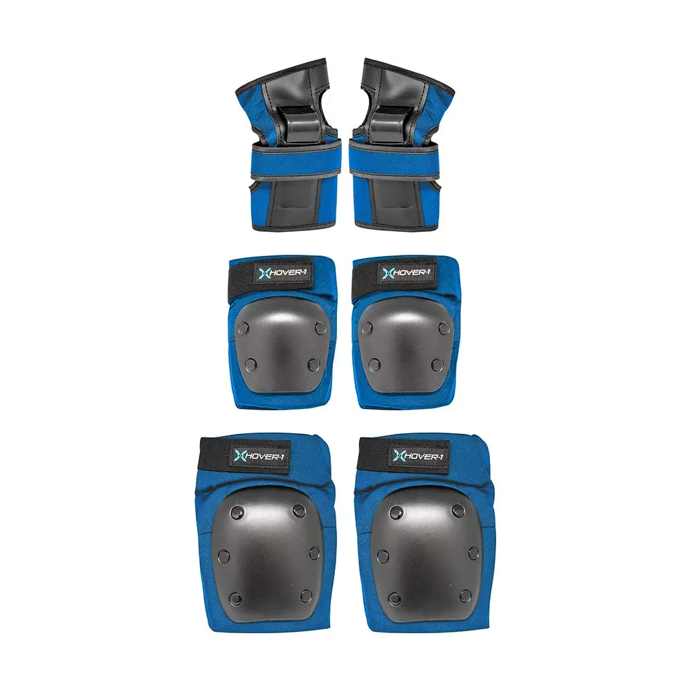 Hover-1 Nylon Protective Elbow Pads | Knee Pads & Wrist Guards, For Ages 8+, Hard PP Shells for Impact Resistance & EVA Foam Protective Padding, Medium, Blue