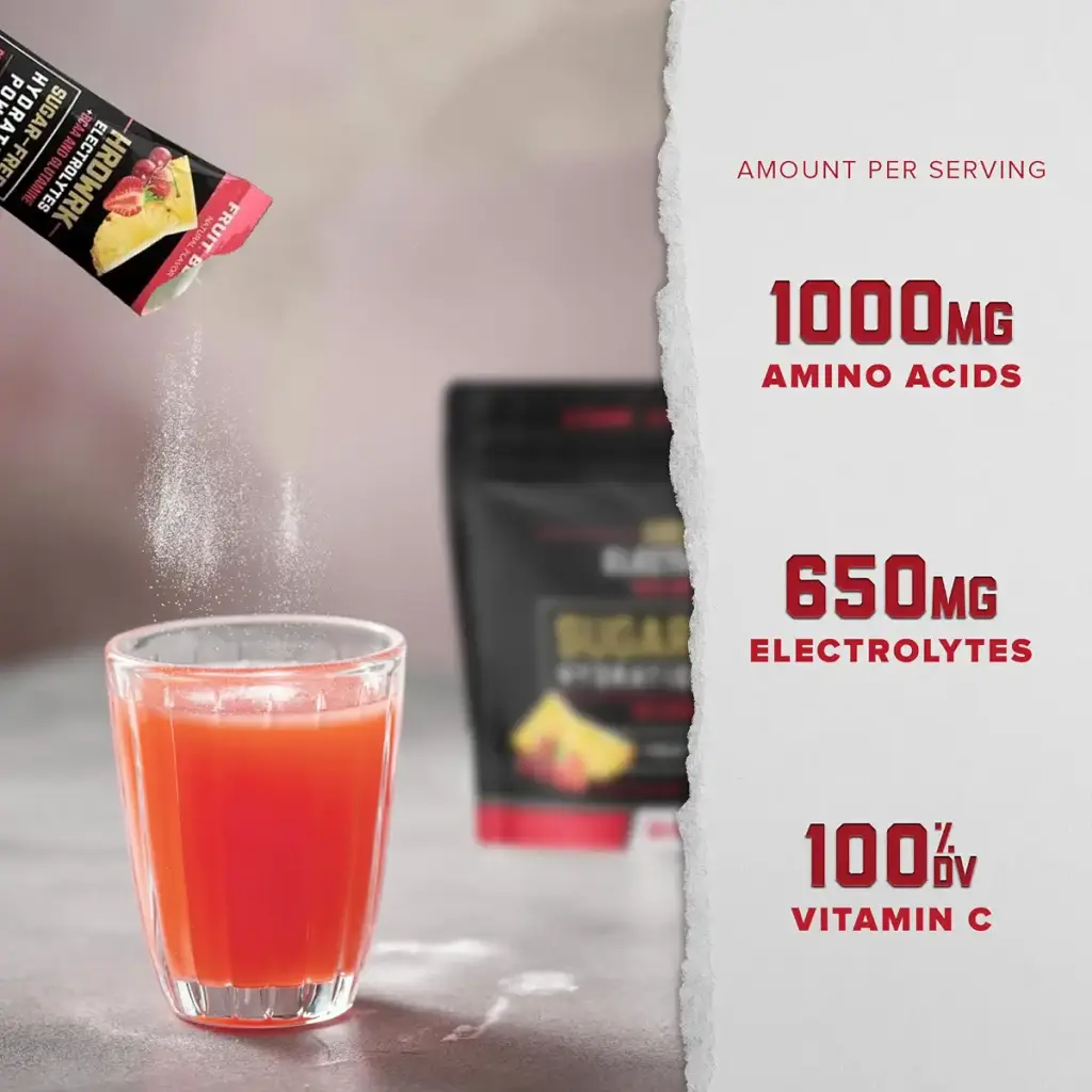 HRDWRK Electrolytes Powder Packets with Magnesium Potassium Sodium Keto Hydration Packets — Powder