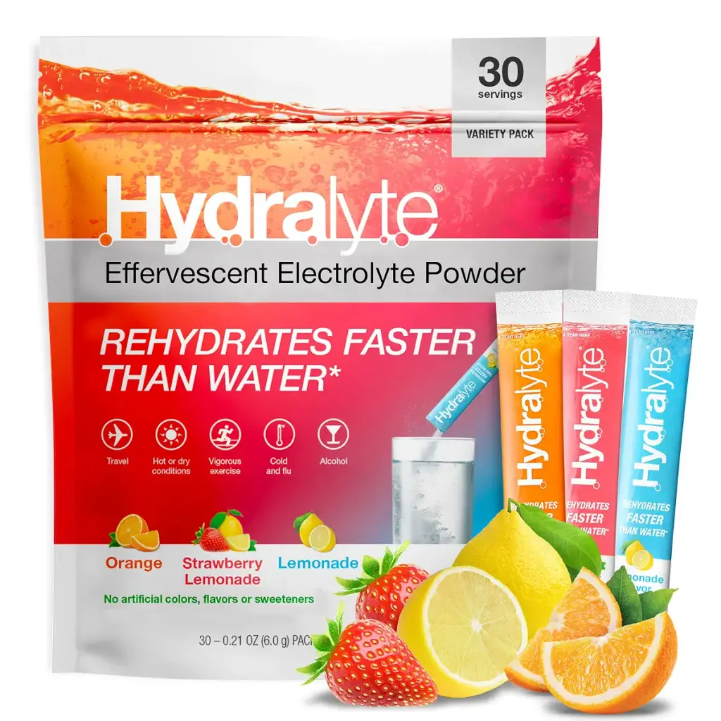 Hydralyte Electrolyte Powder Packets | Variety Flavor Hydration Packets | Easy Dissolve Electrolyte Powder for Rehydration Solutions | Low Sugar Hydration Powder Packets (8 oz Serving, 30 Count) 8oz 3 Flavor Pack