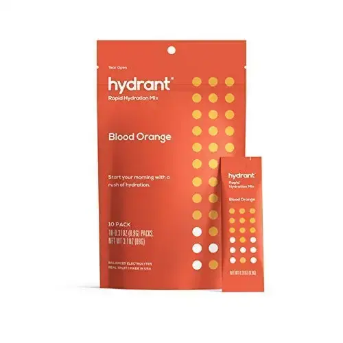Hydrant Hydrate 10 Stick Packs, Electrolyte Powder Rapid Hydration Mix, Hydration Powder Packets Drink Mix, Helps Rehydrate Better Than Water (Blood Orange, 10 Count) Blood Orange 10 Count (Pack of 1)