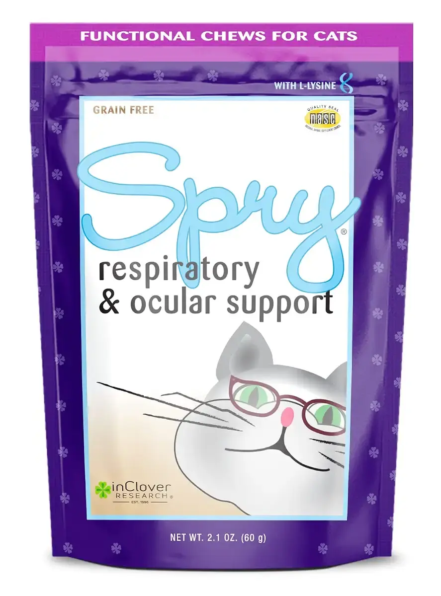In Clover Spry Daily Respiratory and Ocular Support Soft Chews for Cats, with L-Lysine, Superfoods, and Prebiotics for a Strong Immune System 2.1 Ounce