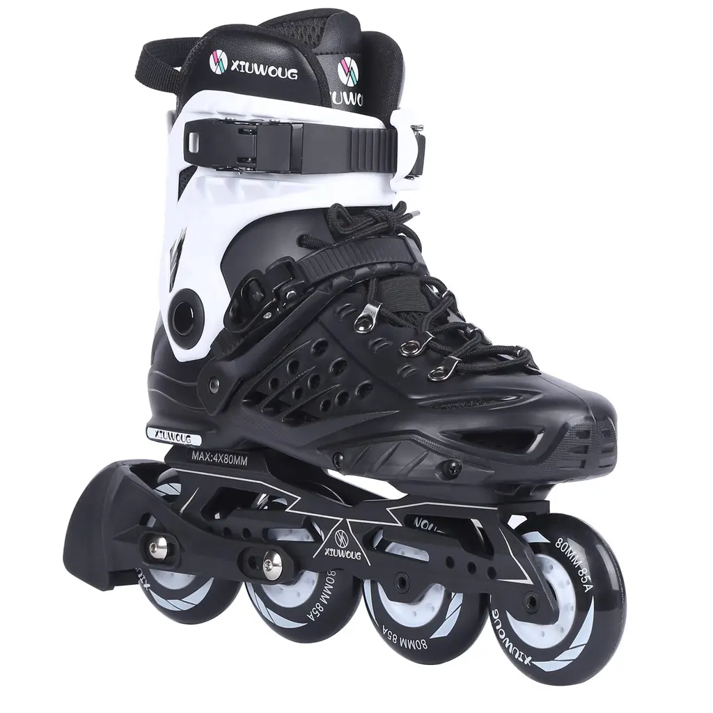 Inline Skates for Women Men,Outdoor Fitness Adult Inline Skates,ABEC-7 Carbon Steel Bearings,4*80mm 85A PU Wheels,Comfortable Breathable Removable and Washable Lining Black Men8.5/Women9