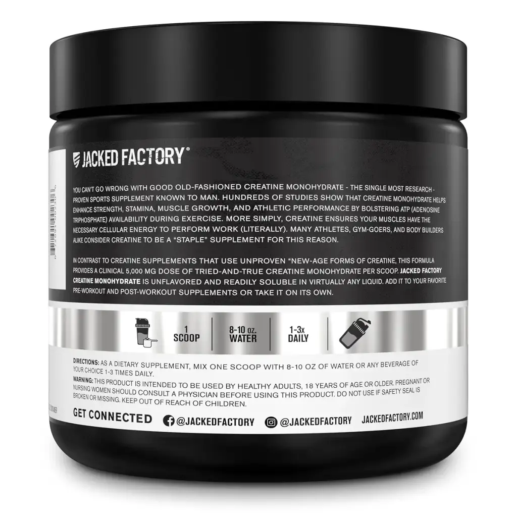 Jacked Factory Creatine Monohydrate Powder 150g - 5g Daily Creatine Supplement for Men — Sports Nutrition