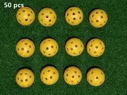 JanssenGlobal 50 Pack Yellow Golf Training Balls - Hollow Limited Flight Golf Practice — pack of 50