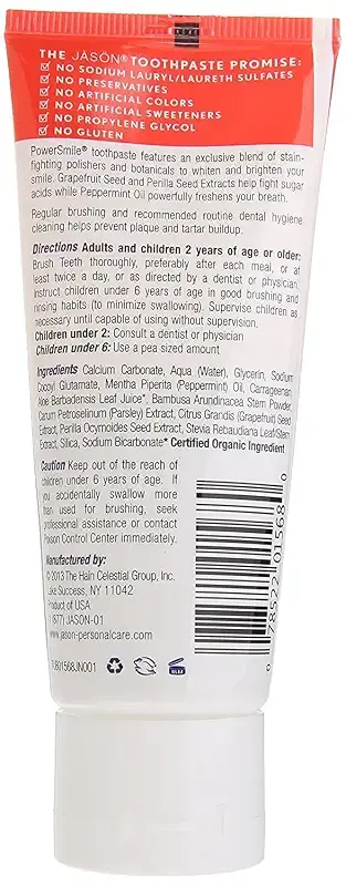 Jason Natural Power Smile Whitening Paste Powerful Peppermint 3 oz (85 g) — 3 oz