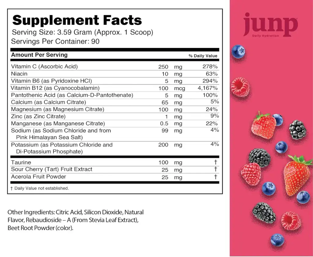 JUNP Hydration Electrolyte Powder, Electrolytes Drink Mix Supplement, Zero Calories Sugar — Berry