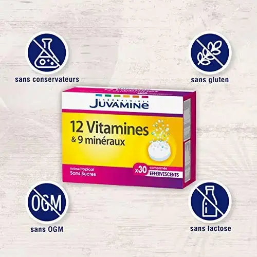JUVAMINE - 12 Vitamins & 9 Minerals - Fatigue - Stress - Vitamins C B2 B3 B6 B9 and Iron — Vitamins