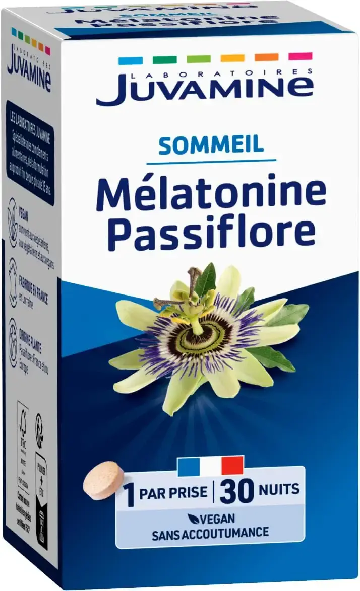 JUVAMINE - Sleep 3 Actions - 1mg Melatonin - Passion flower - 30 Tablets