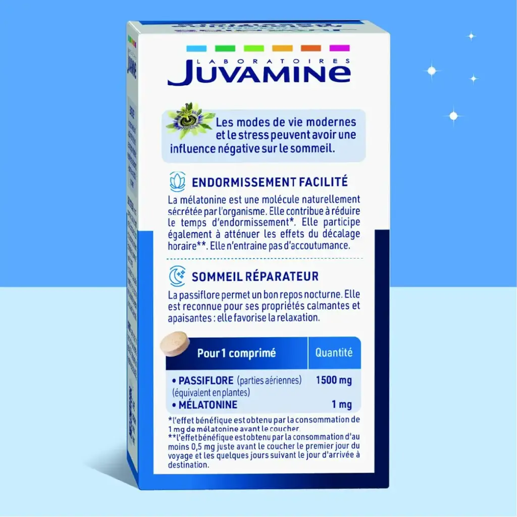 JUVAMINE - Sleep 3 Actions - 1mg Melatonin - Passion flower - 30 Tablets — 1 mg