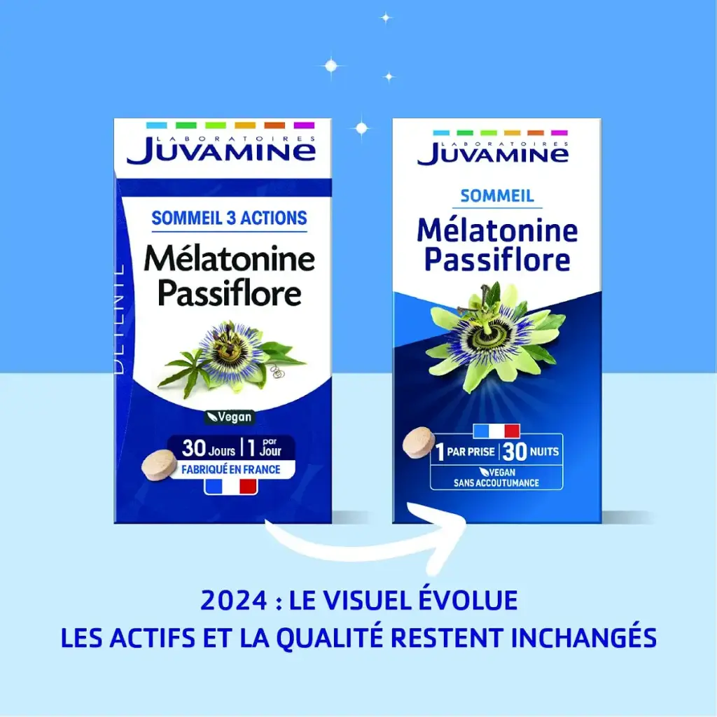 JUVAMINE - Sleep 3 Actions - 1mg Melatonin - Passion flower - 30 Tablets — Tablets