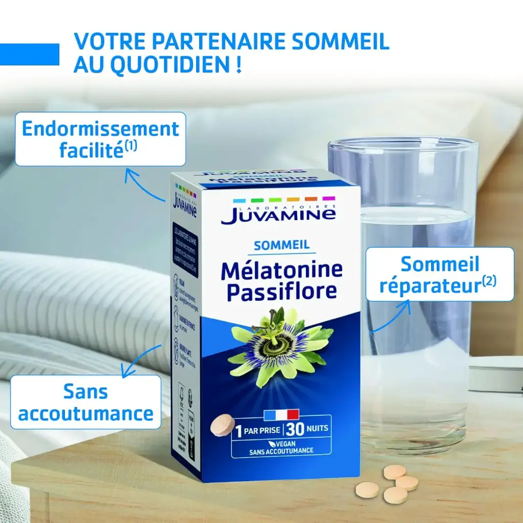 JUVAMINE - Sleep 3 Actions - 1mg Melatonin - Passion flower - 30 Tablets — pack of 30