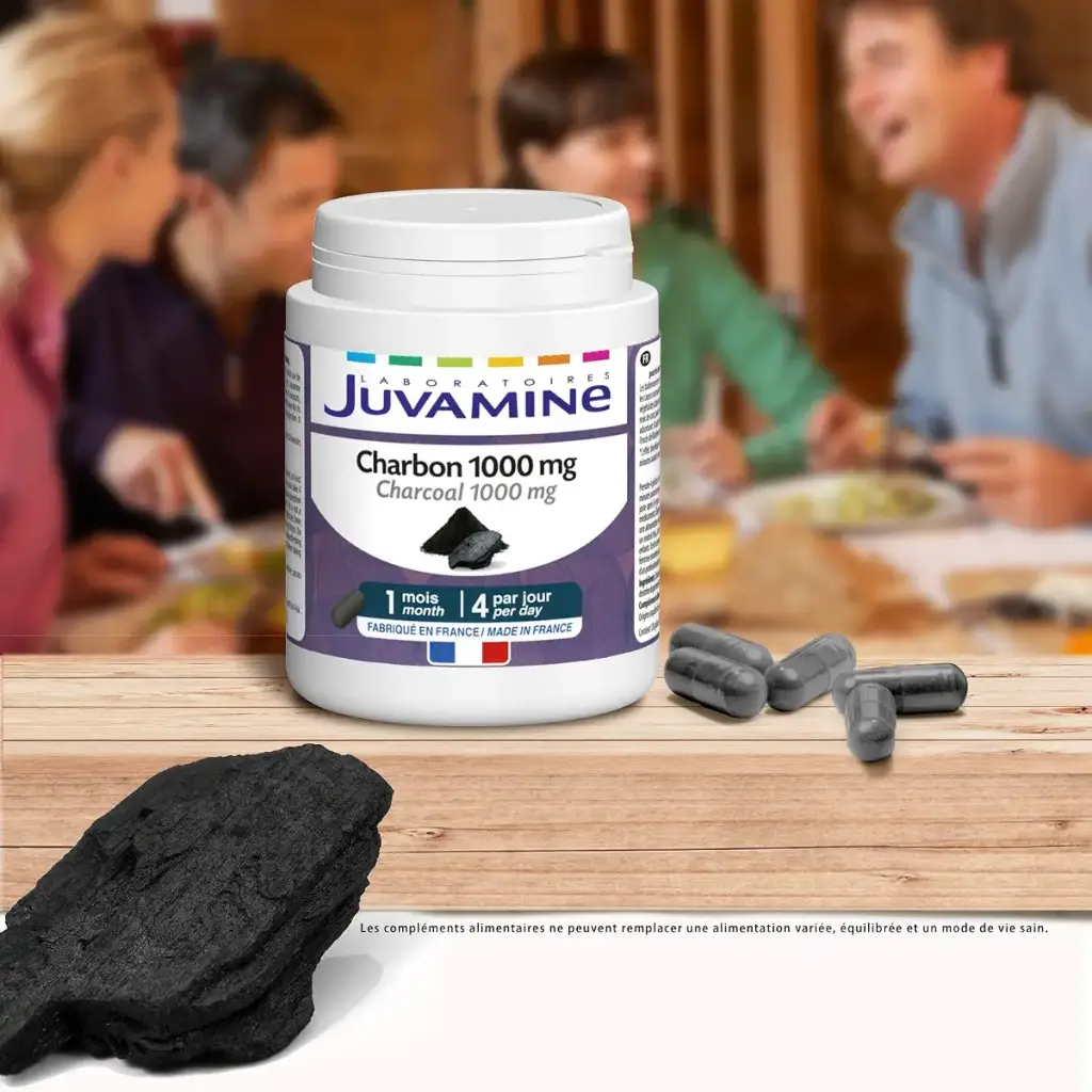JUVAMINE - Vegetable Charcoal 1000 Mg - Digestion - Bloating - Flatulence - Gas - Helps — Vitamins
