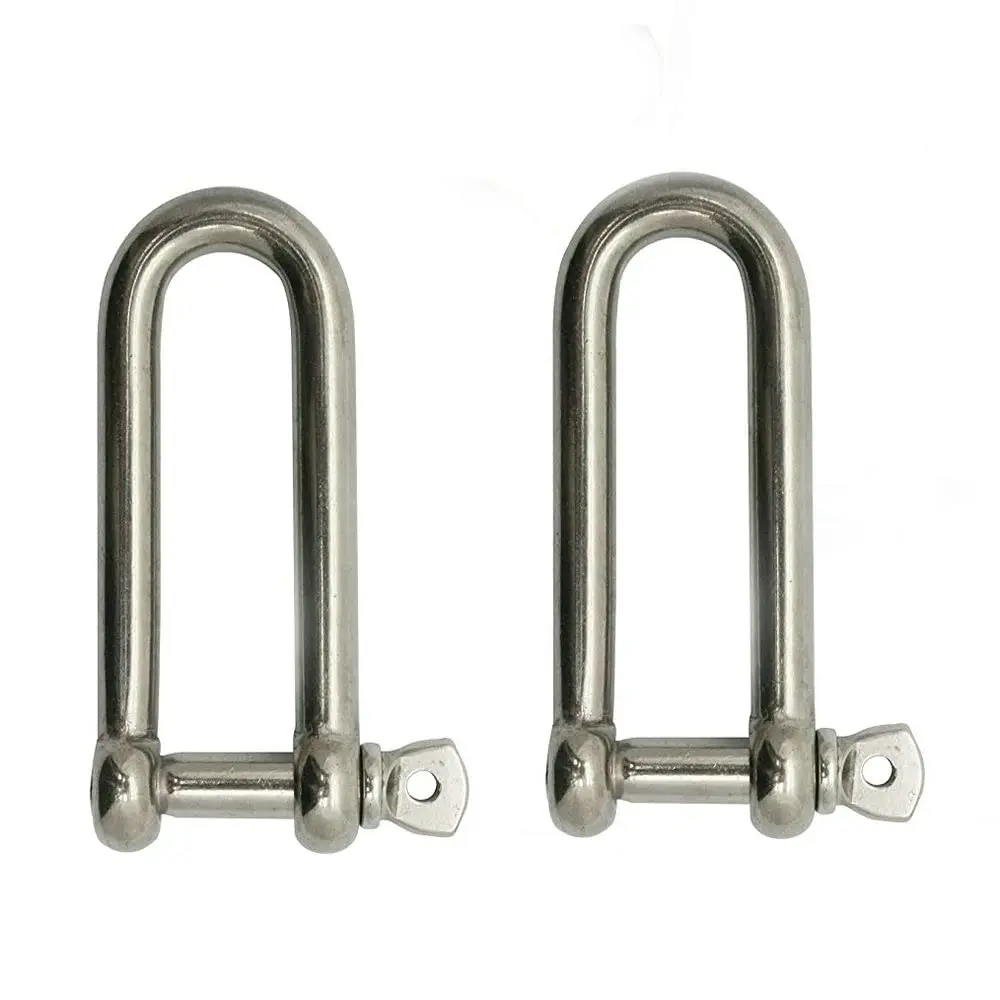 JY-Marine Long D Shackle Stainless Steel Shackle Load Clamp for Chains Wirerope Lifting Paracord Outdoor Camping Survival Rope Bracelets 5/32 Inch 4mm Marine Grade,2pk