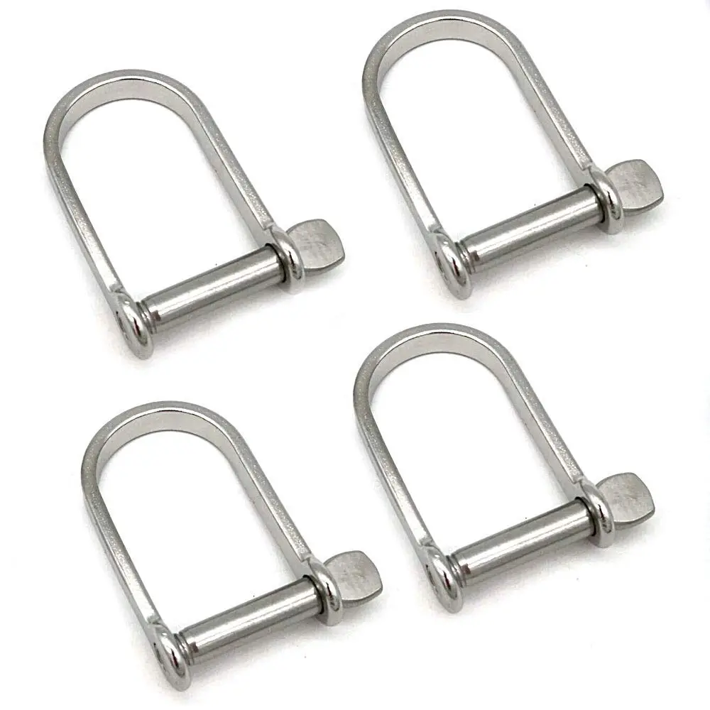 JY-MARINE Stainless Steel 316 Stamped Shackle Anchor Wide D Shackle Marine Grade,5/16",Flat D Ring Shackle-4 Pcs